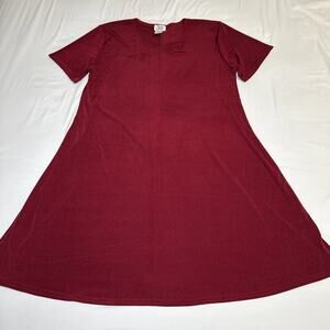 Jostar Dress Short Sleeve Stretch Travel Fabric Size Large Maroon Cranberry EUC